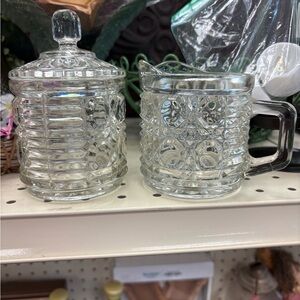 Elegant Clear Glass Sugar and Creamer Set
